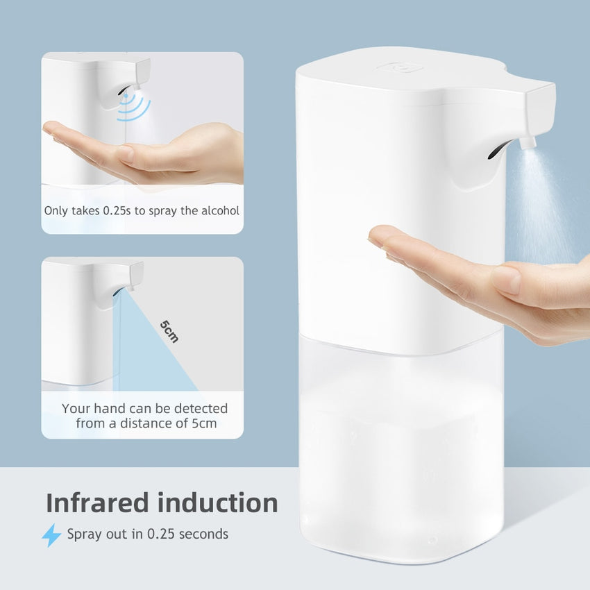 350ML Full-automatic Inducting Alcohol Spray Dispenser Intelligent Sensor Touchless Hand Sanitizers Washer Hand Soap Portable