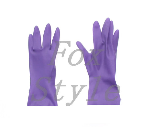 short latex gloves in purple color