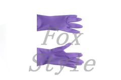 short latex gloves in purple color