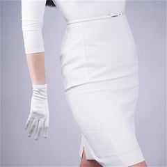 Silk Gloves 22cm Elastic Silk Satin Pearl Milk White Female Short Sunscreen Gloves SCB22