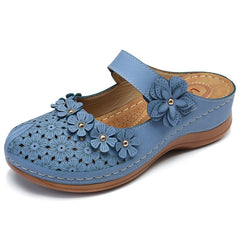 Floral Sandals Women Flats Retro Style Shoes