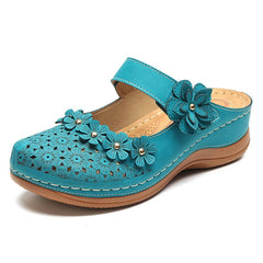 Floral Sandals Women Flats Retro Style Shoes