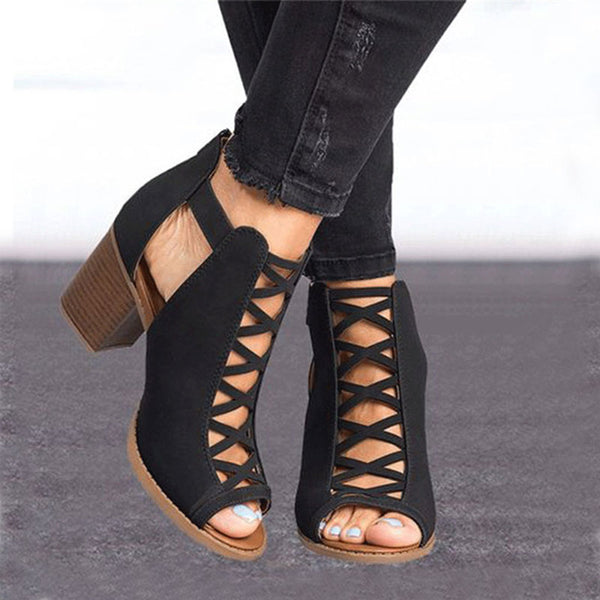 Female Cover Chunky Heel Gladiator Sandals