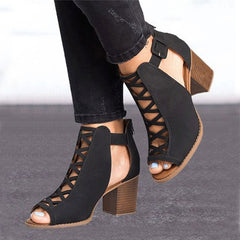 Female Cover Chunky Heel Gladiator Sandals