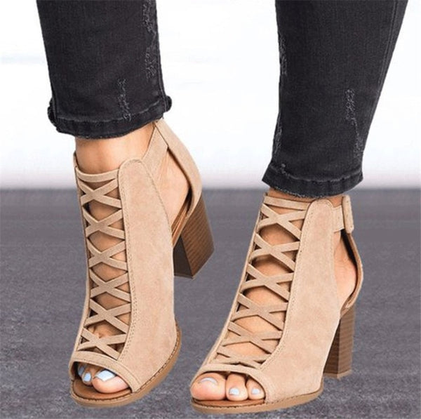 Female Cover Chunky Heel Gladiator Sandals